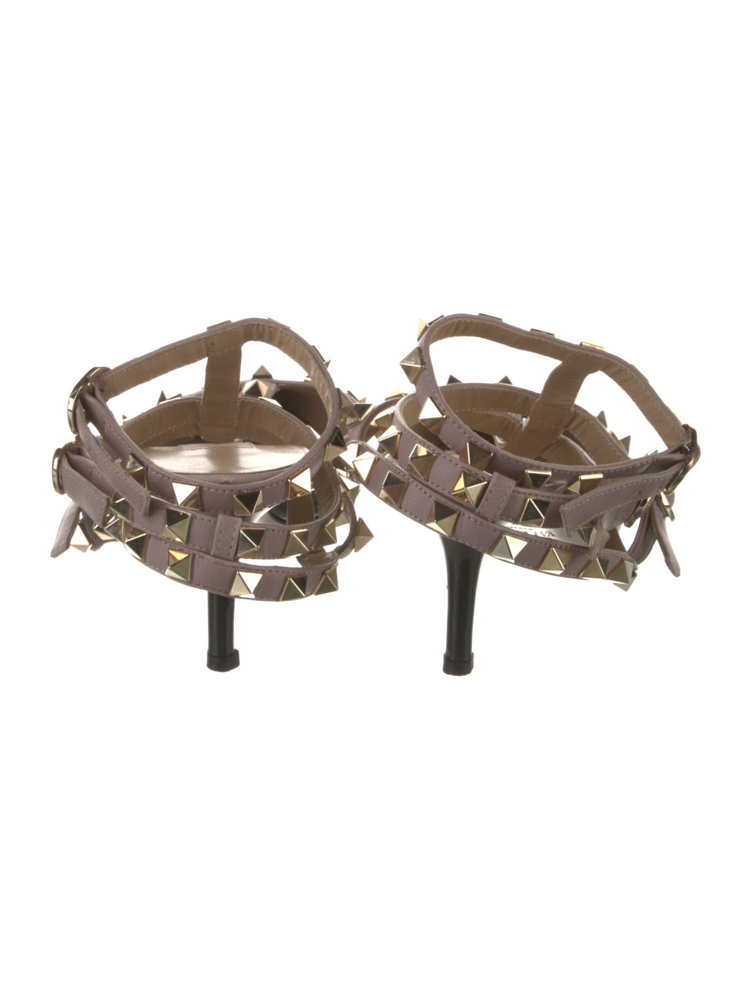 Valentino Rockstud Accents Patent Leather T-Strap Pumps